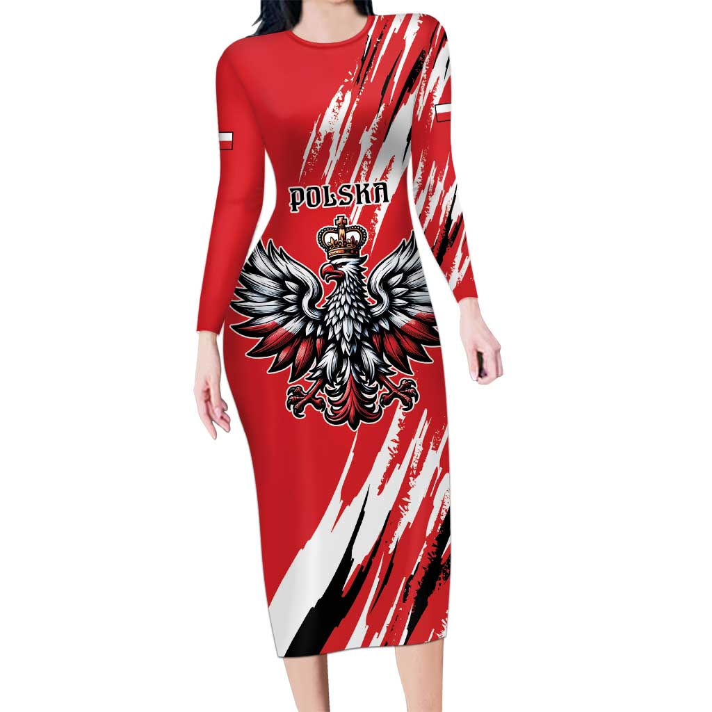 Poland National Flag Day Personalized Long Sleeve Bodycon Dress Polsk Eagle Simple Style
