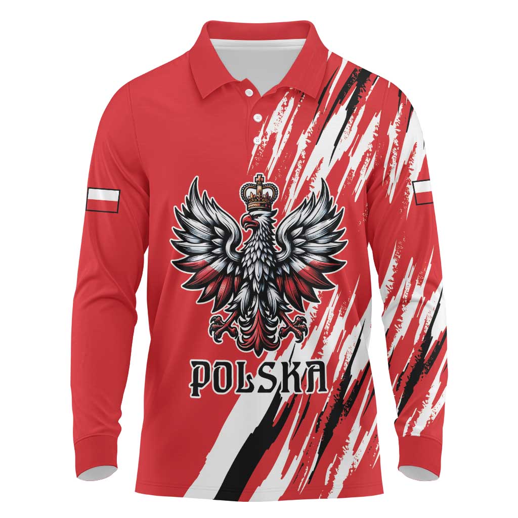 Poland National Flag Day Personalized Long Sleeve Polo Shirt Polsk Eagle Simple Style
