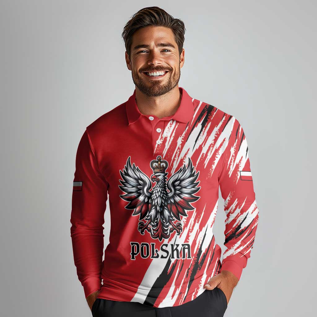 Poland National Flag Day Personalized Long Sleeve Polo Shirt Polsk Eagle Simple Style