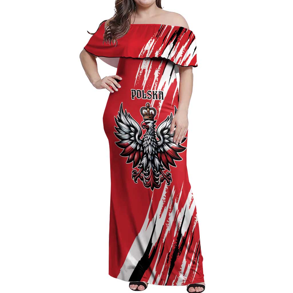 Poland National Flag Day Personalized Off Shoulder Maxi Dress Polsk Eagle Simple Style