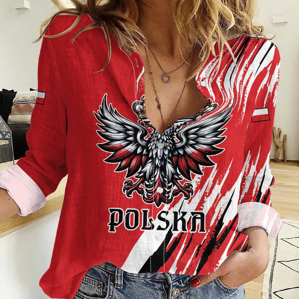 Poland National Flag Day Personalized Women Casual Shirt Polsk Eagle Simple Style