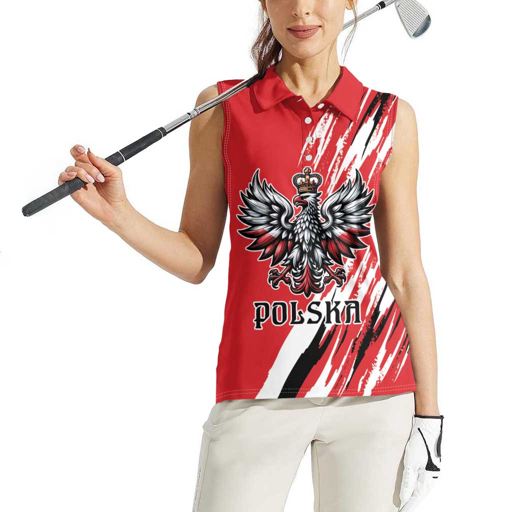 Poland National Flag Day Personalized Women Sleeveless Polo Shirt Polsk Eagle Simple Style
