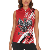 Poland National Flag Day Personalized Women Sleeveless Polo Shirt Polsk Eagle Simple Style