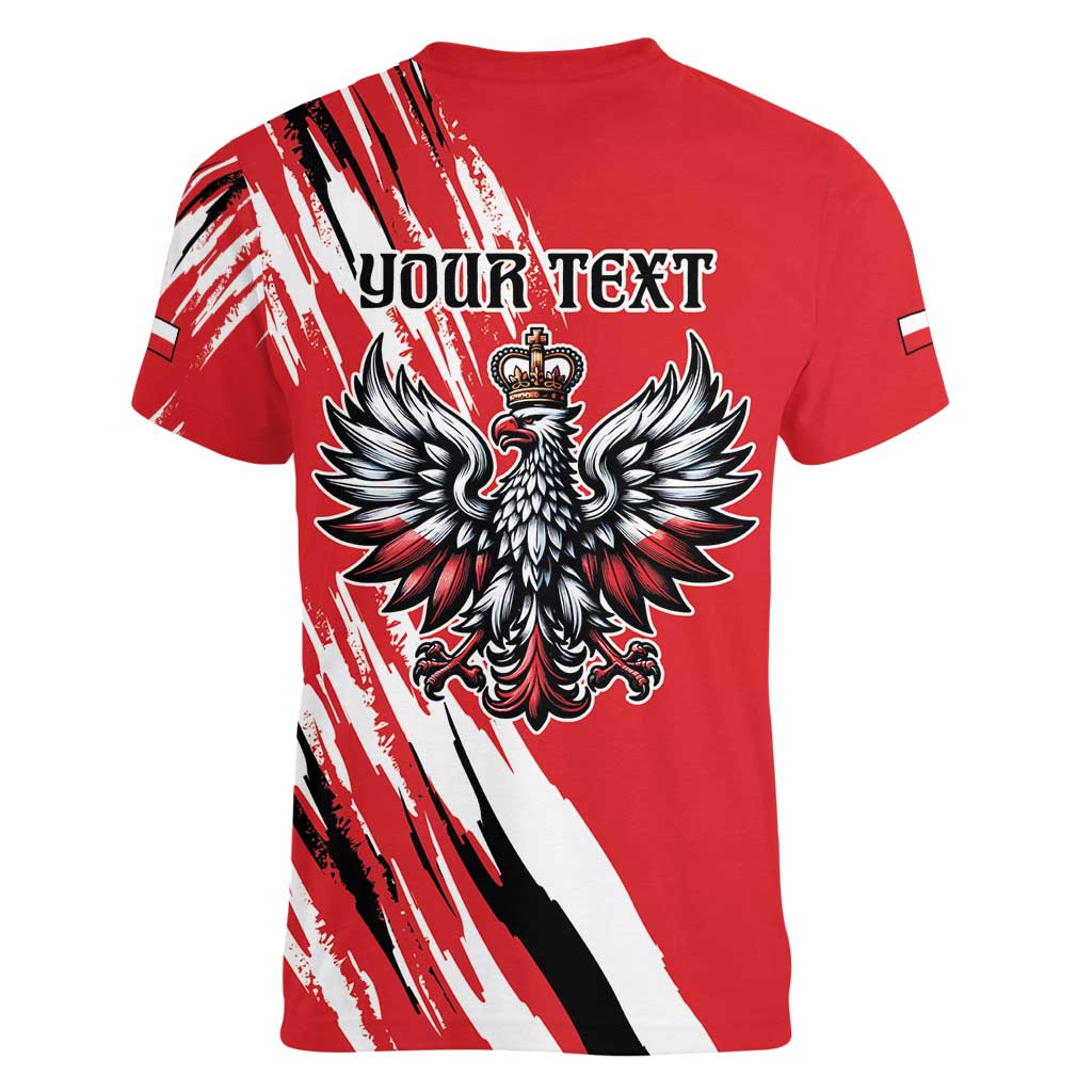 Poland National Flag Day Personalized Women V-Neck T-Shirt Polsk Eagle Simple Style