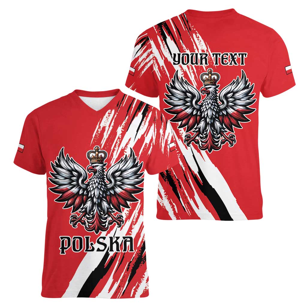 Poland National Flag Day Personalized Women V-Neck T-Shirt Polsk Eagle Simple Style