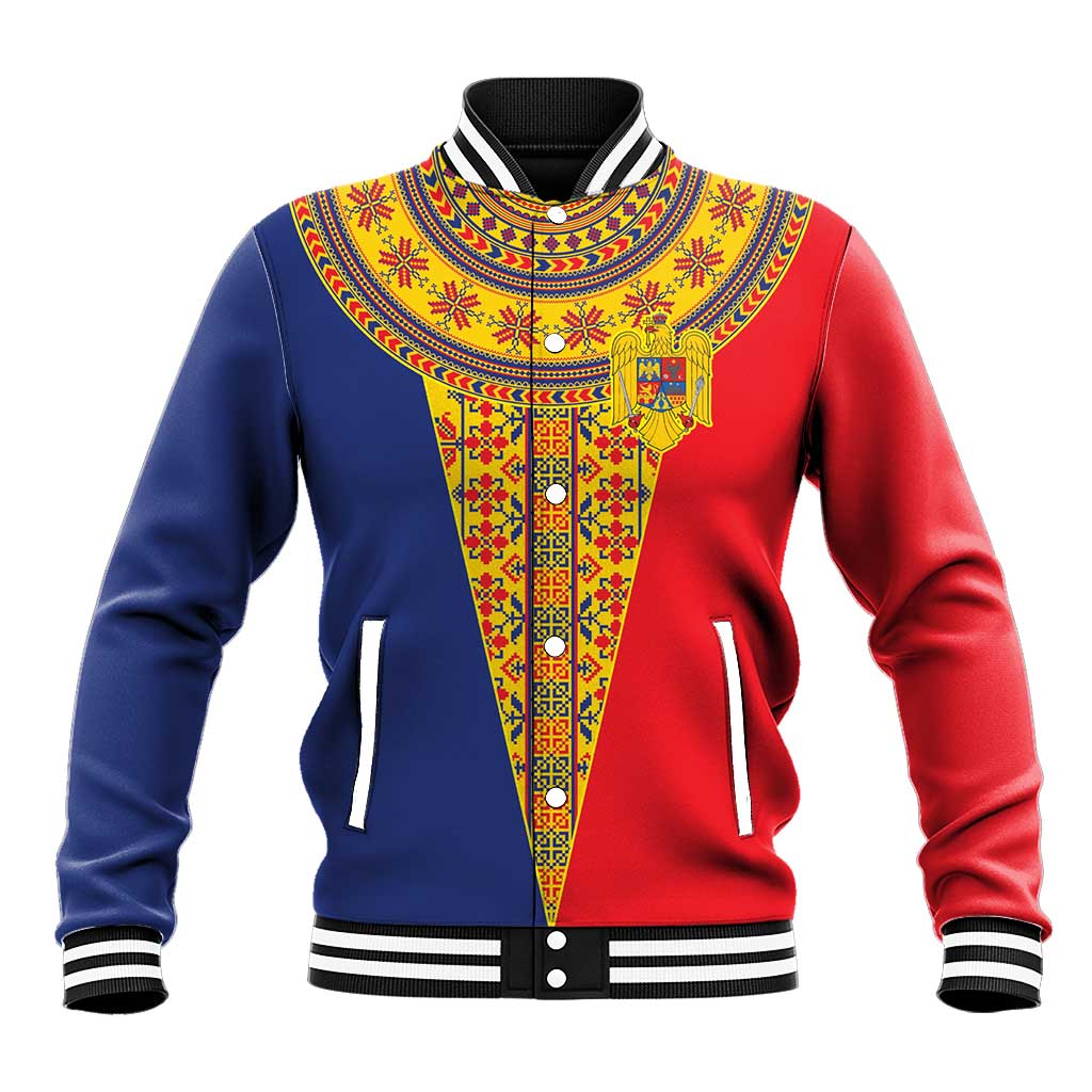 Romania Traditional Embroidery Pattern Baseball Jacket