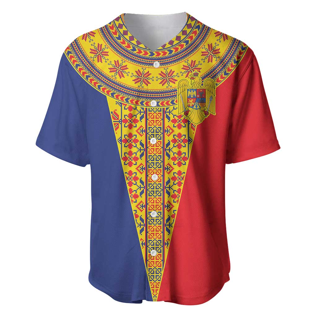 Romania Traditional Embroidery Pattern Baseball Jersey