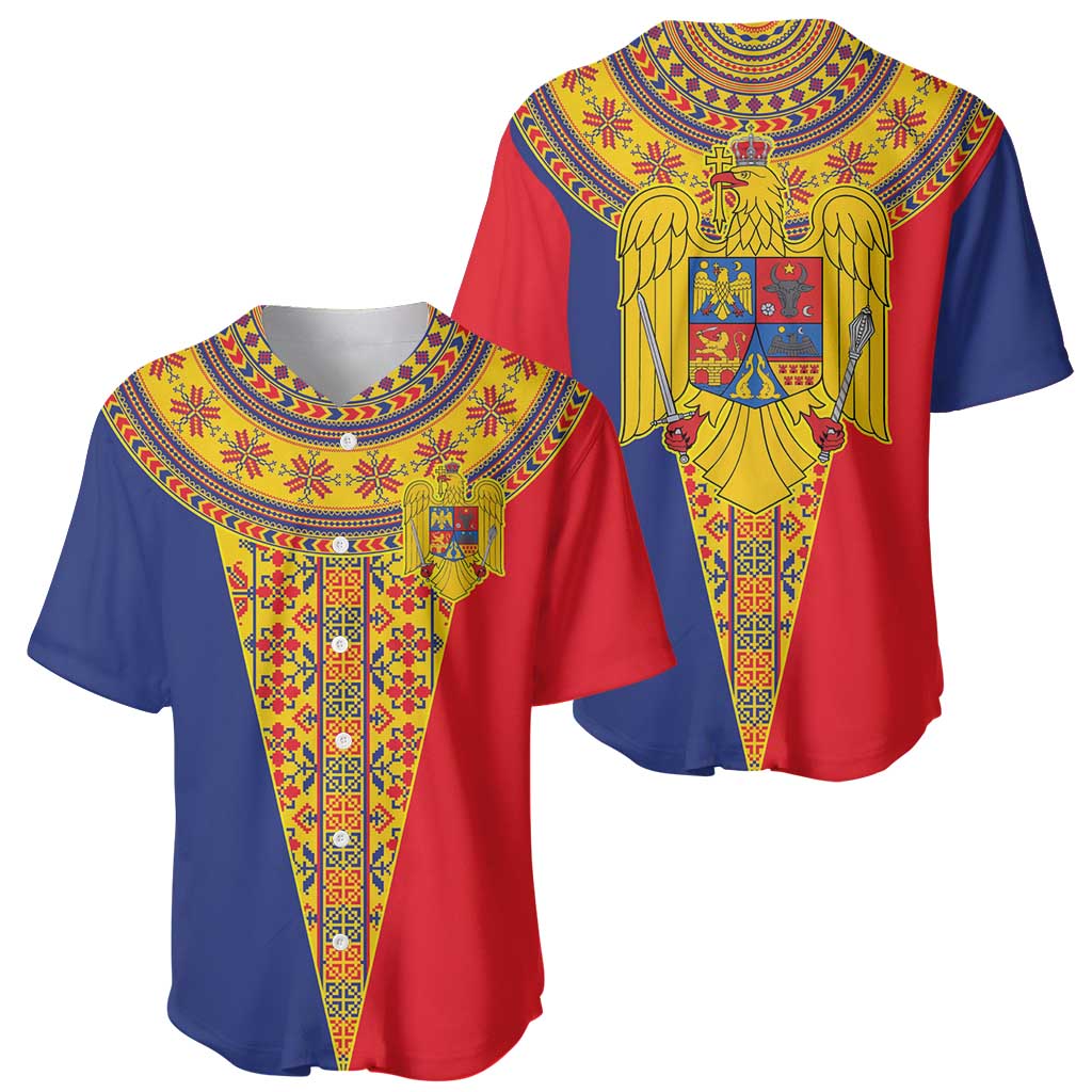 Romania Traditional Embroidery Pattern Baseball Jersey
