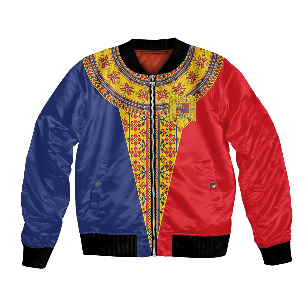 Romania Traditional Embroidery Pattern Bomber Jacket