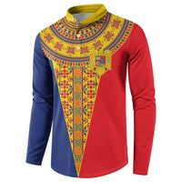 Romania Traditional Embroidery Pattern Button Sweatshirt