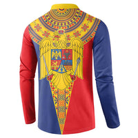 Romania Traditional Embroidery Pattern Button Sweatshirt
