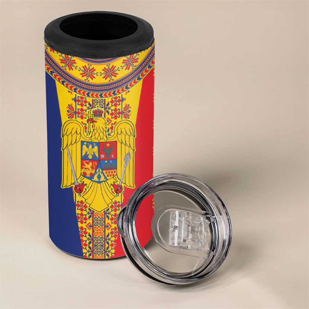 Romania Traditional Embroidery Pattern 4 in 1 Can Cooler Tumbler