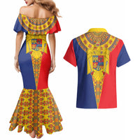 Romania Traditional Embroidery Pattern Couples Matching Mermaid Dress and Hawaiian Shirt