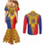 Romania Traditional Embroidery Pattern Couples Matching Mermaid Dress and Long Sleeve Button Shirt