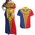 Romania Traditional Embroidery Pattern Couples Matching Off Shoulder Maxi Dress and Hawaiian Shirt
