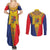 Romania Traditional Embroidery Pattern Couples Matching Summer Maxi Dress and Long Sleeve Button Shirt