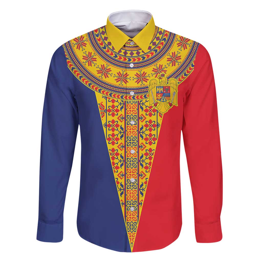 Romania Traditional Embroidery Pattern Family Matching Off Shoulder Maxi Dress and Hawaiian Shirt