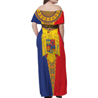 Romania Traditional Embroidery Pattern Family Matching Off Shoulder Maxi Dress and Hawaiian Shirt