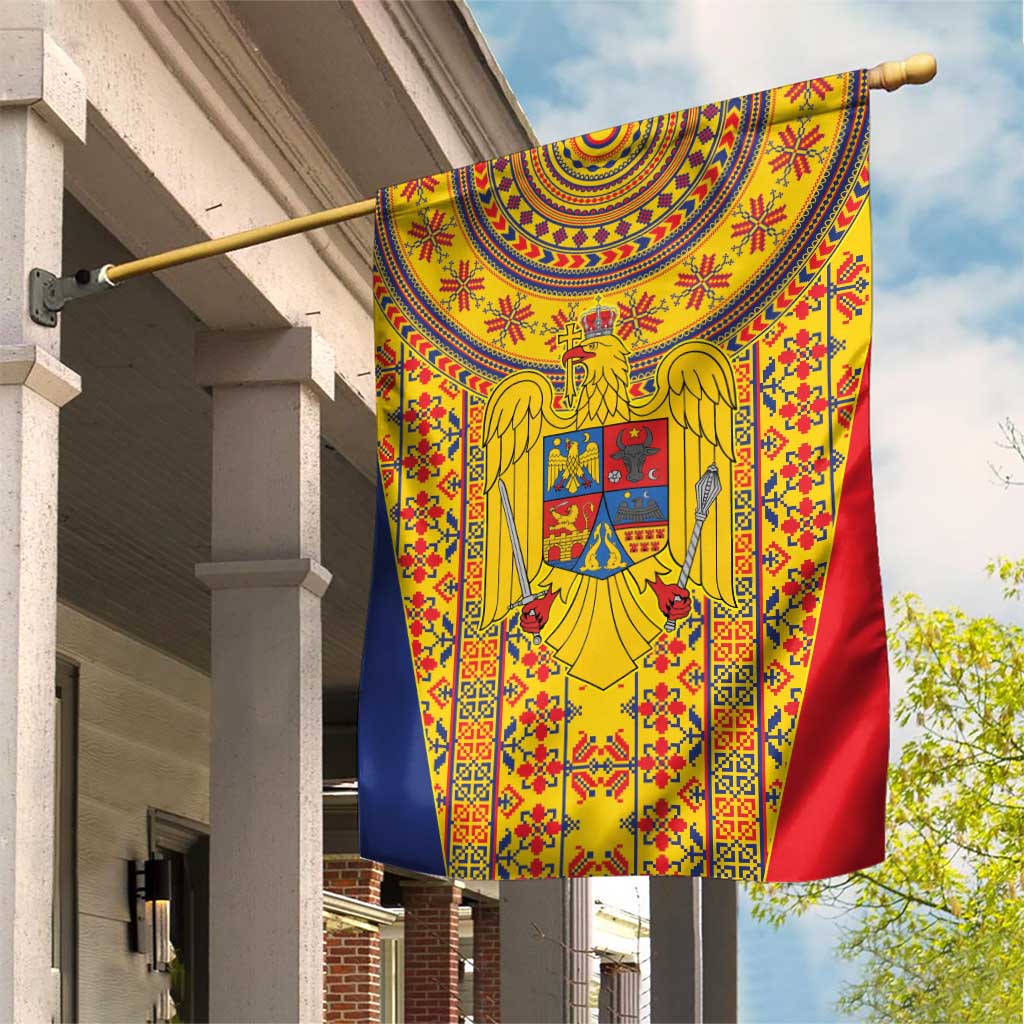 Romania Traditional Embroidery Pattern Garden Flag