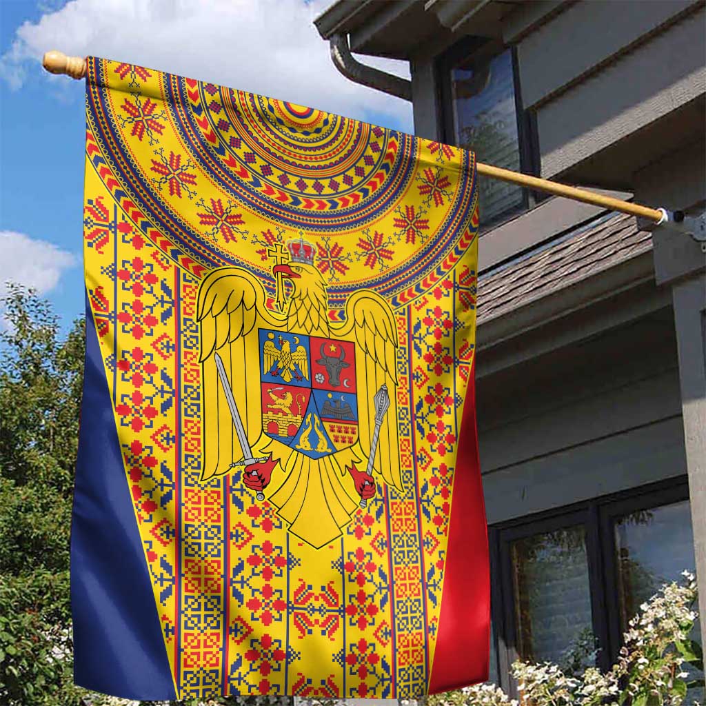 Romania Traditional Embroidery Pattern Garden Flag