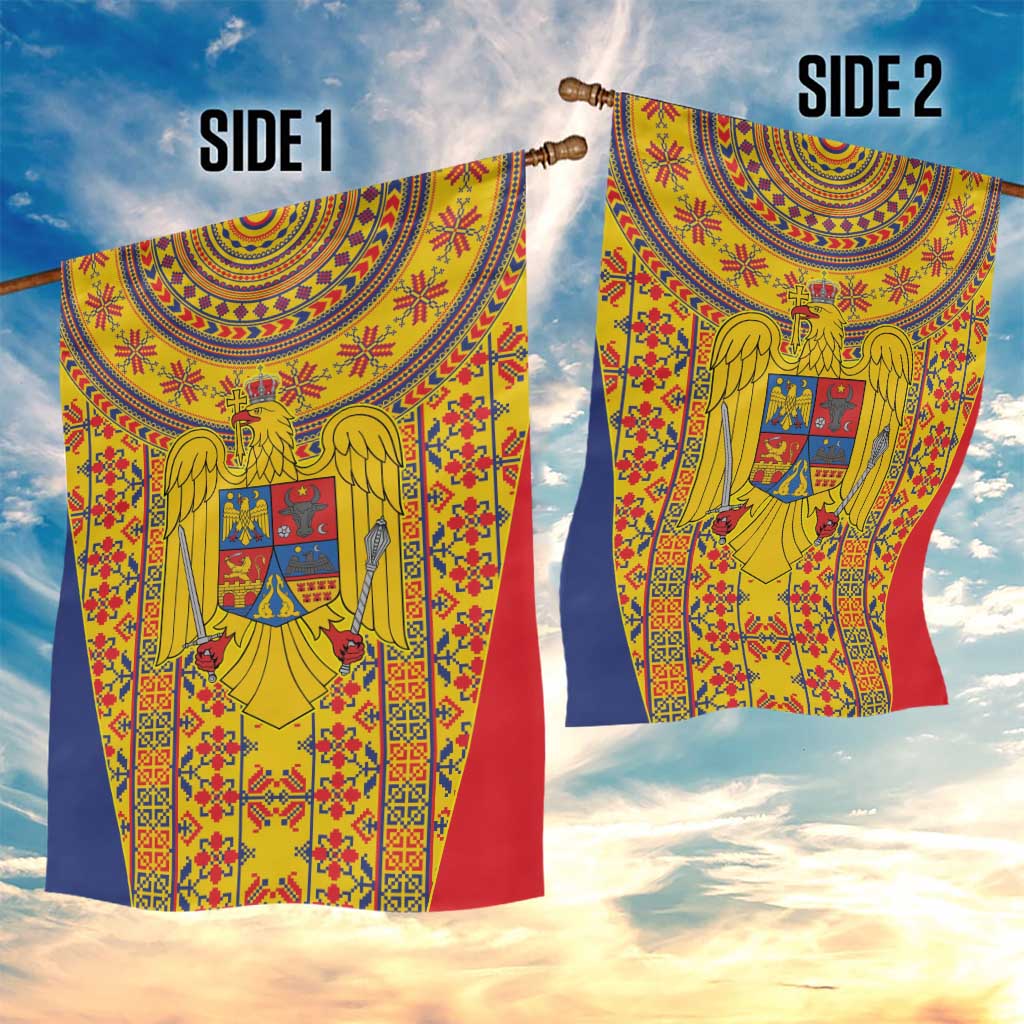 Romania Traditional Embroidery Pattern Garden Flag