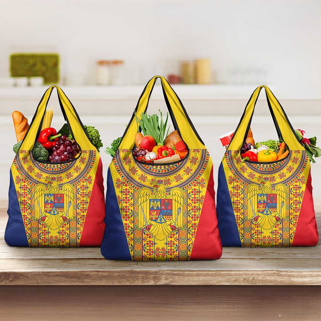 Romania Traditional Embroidery Pattern Grocery Bag