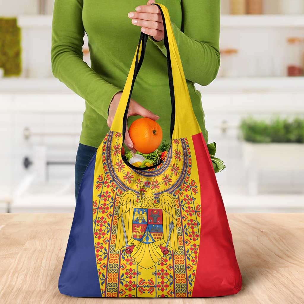 Romania Traditional Embroidery Pattern Grocery Bag