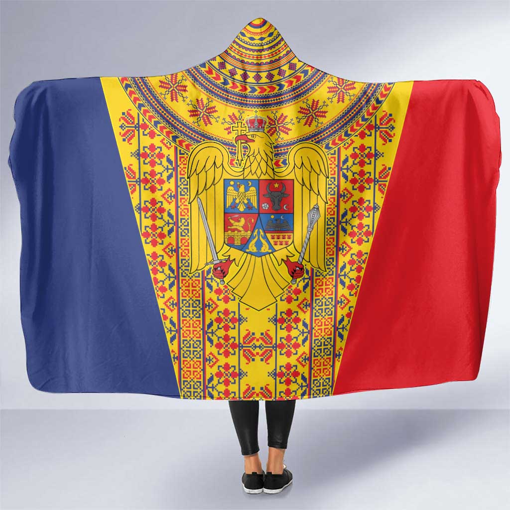 Romania Traditional Embroidery Pattern Hooded Blanket
