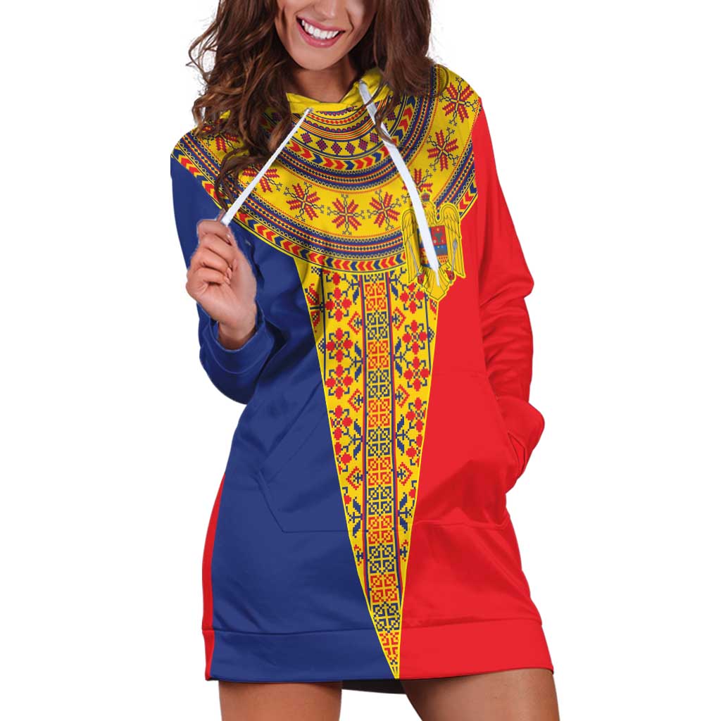 Romania Traditional Embroidery Pattern Hoodie Dress