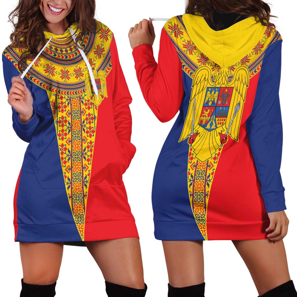 Romania Traditional Embroidery Pattern Hoodie Dress