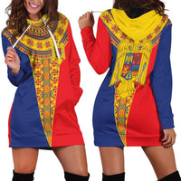 Romania Traditional Embroidery Pattern Hoodie Dress