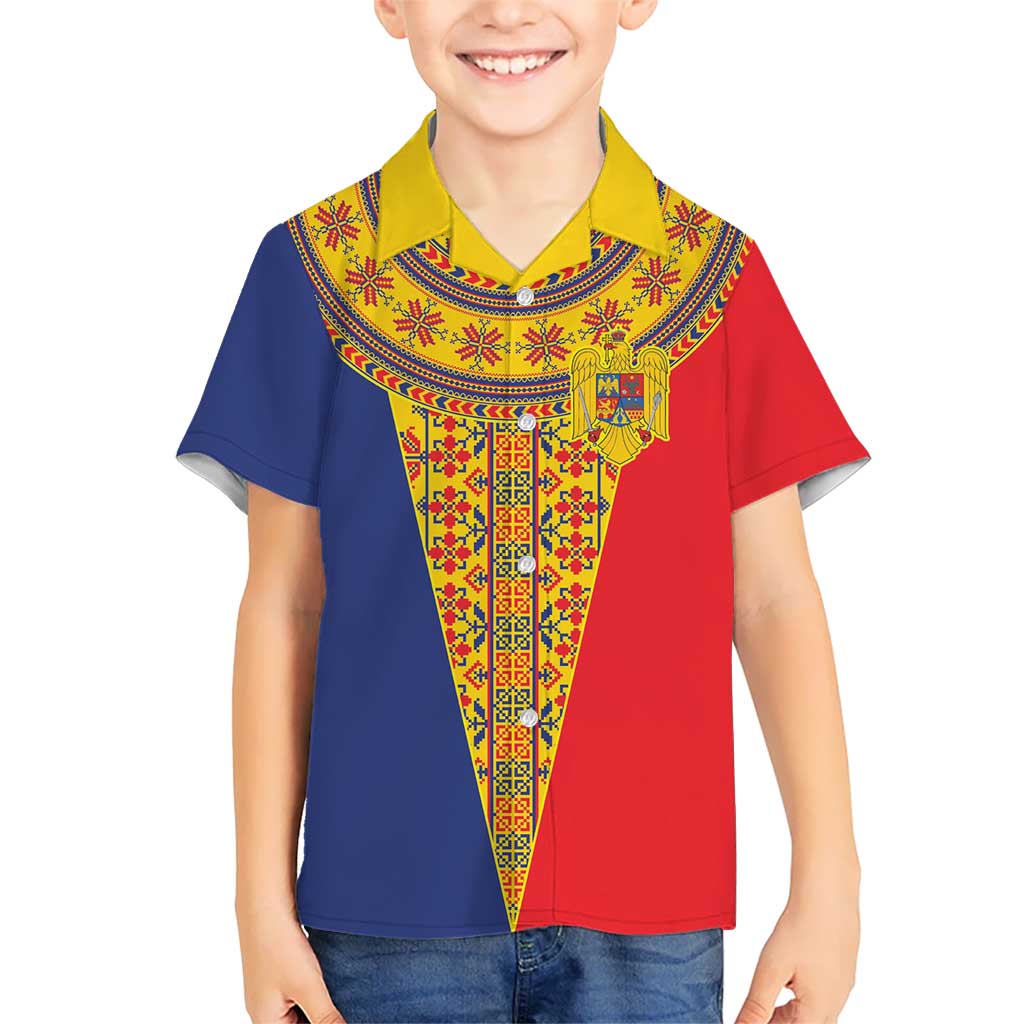 Romania Traditional Embroidery Pattern Kid Hawaiian Shirt