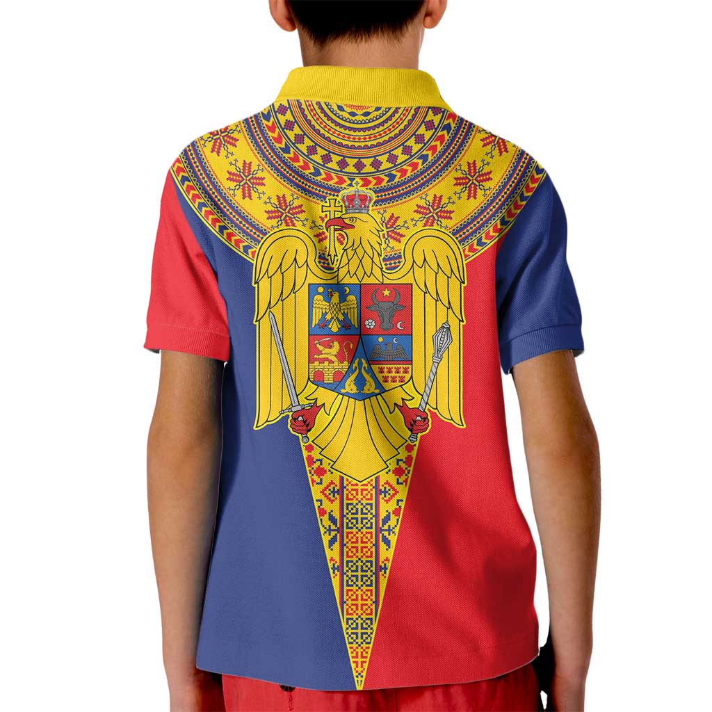 Romania Traditional Embroidery Pattern Kid Polo Shirt