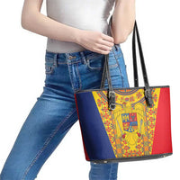 Romania Traditional Embroidery Pattern Leather Tote Bag