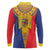 Romania Traditional Embroidery Pattern Long Sleeve Polo Shirt