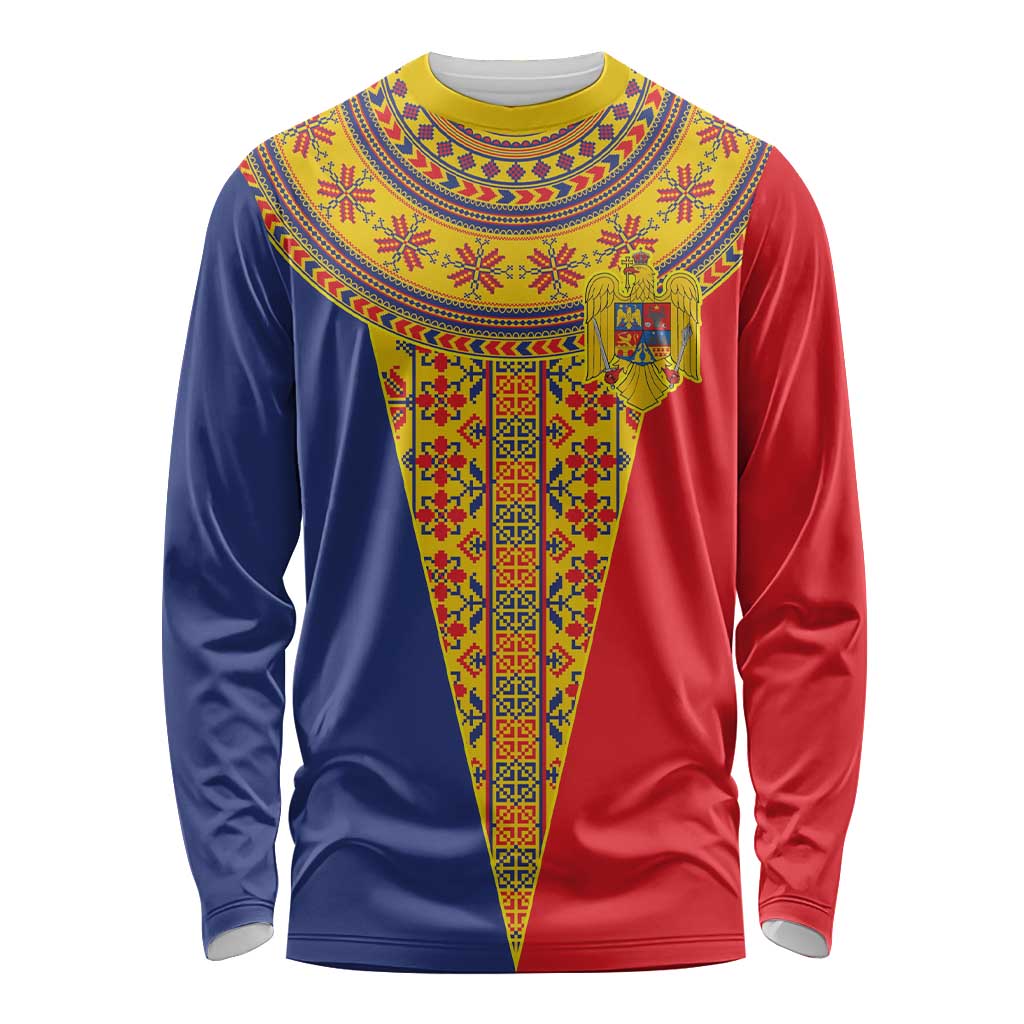Romania Traditional Embroidery Pattern Long Sleeve Shirt