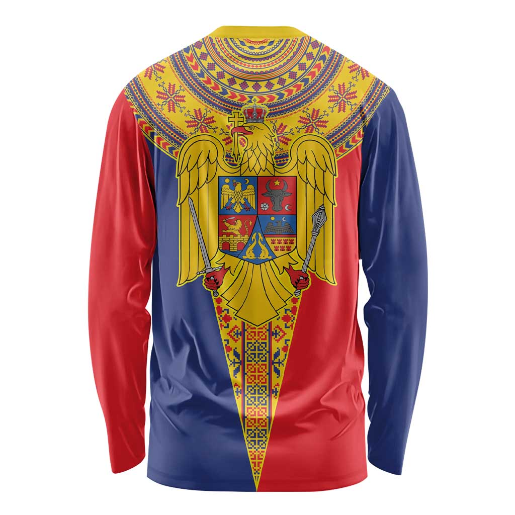 Romania Traditional Embroidery Pattern Long Sleeve Shirt
