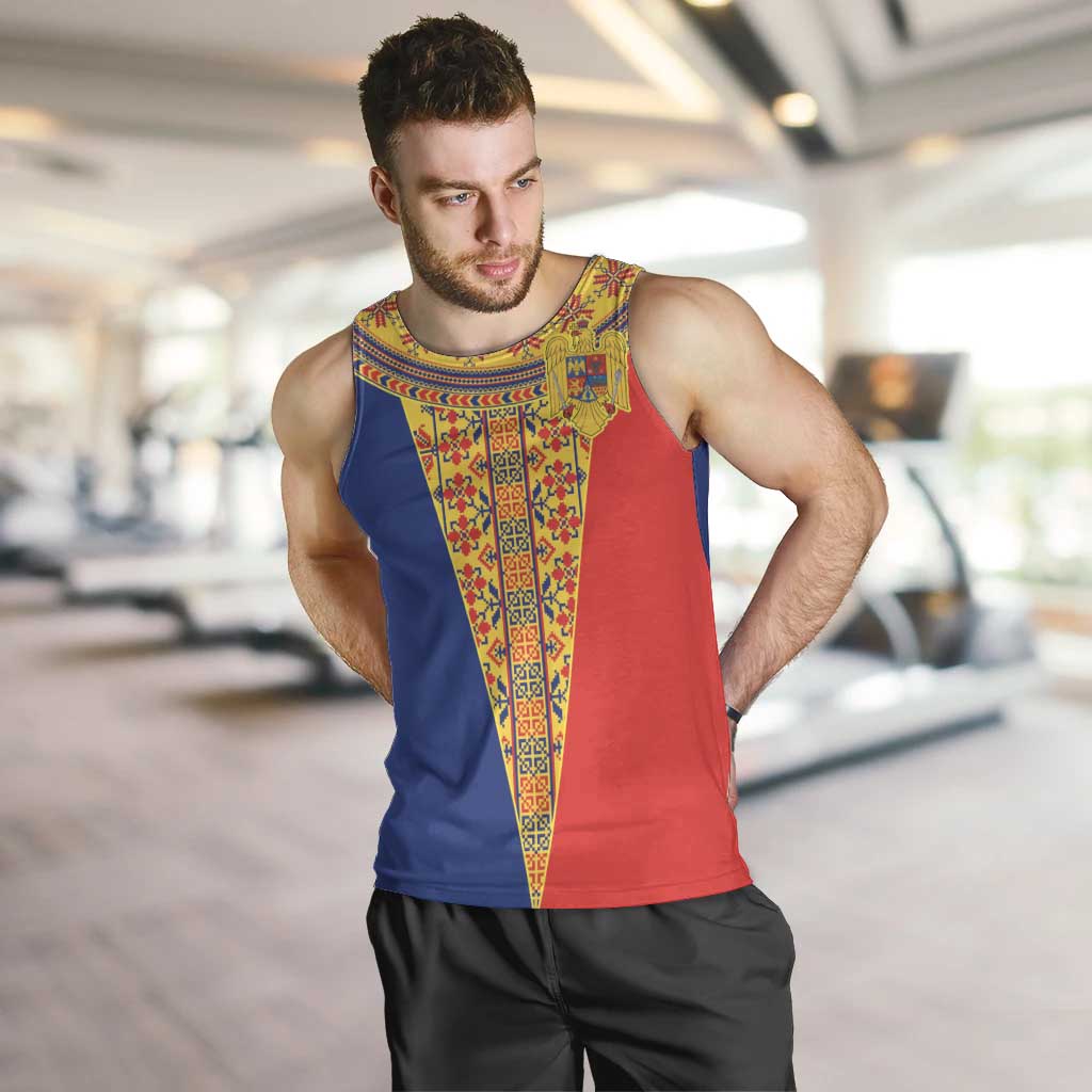 Romania Traditional Embroidery Pattern Men Tank Top