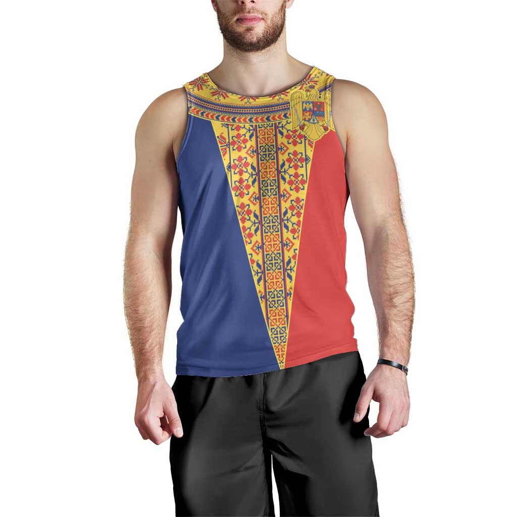 Romania Traditional Embroidery Pattern Men Tank Top
