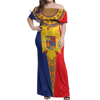 Romania Traditional Embroidery Pattern Off Shoulder Maxi Dress