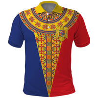 Romania Traditional Embroidery Pattern Polo Shirt
