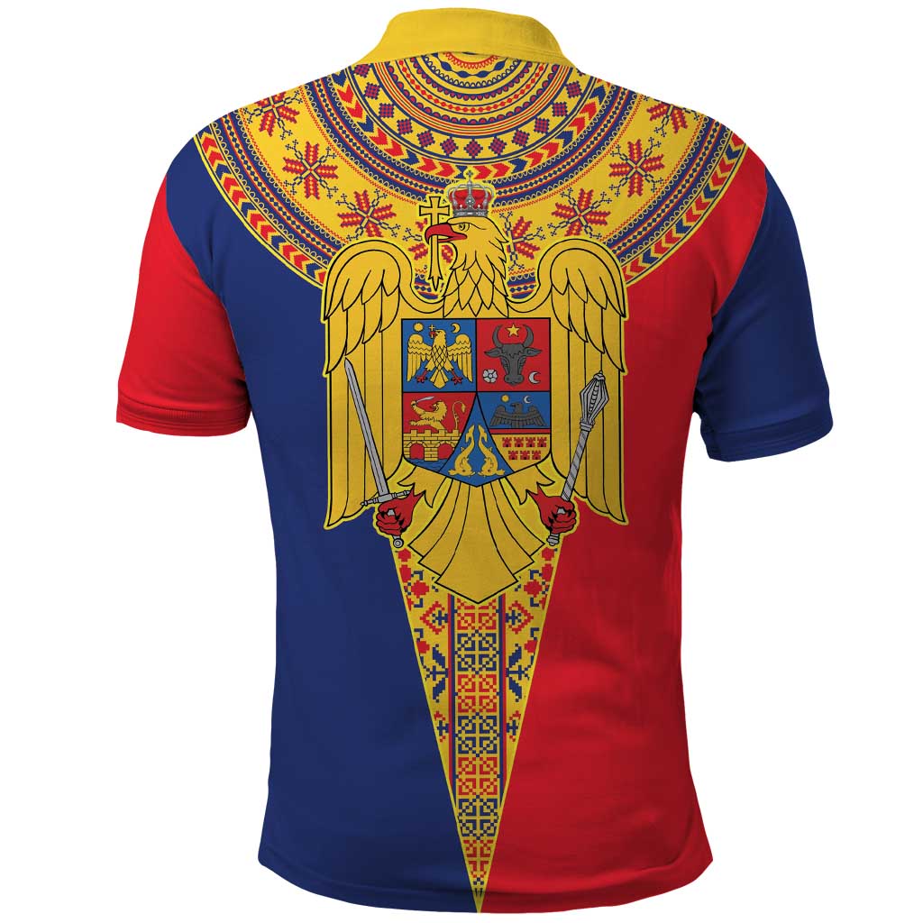 Romania Traditional Embroidery Pattern Polo Shirt