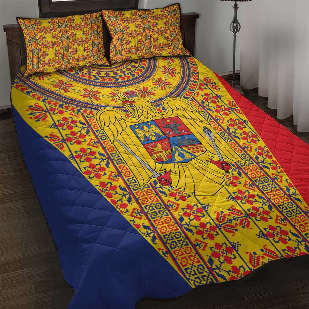 Romania Traditional Embroidery Pattern Quilt Bed Set