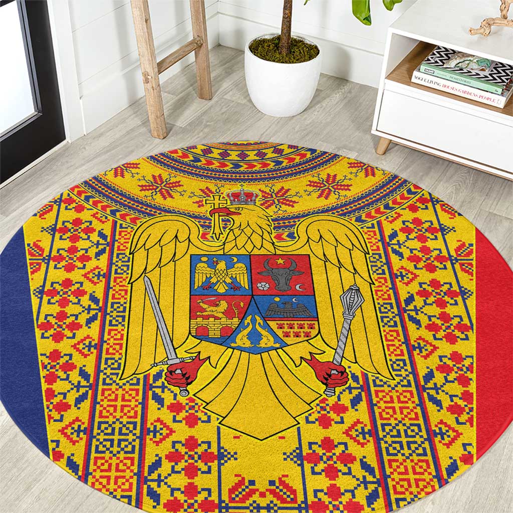 Romania Traditional Embroidery Pattern Round Carpet