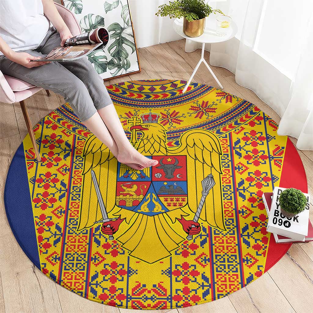 Romania Traditional Embroidery Pattern Round Carpet