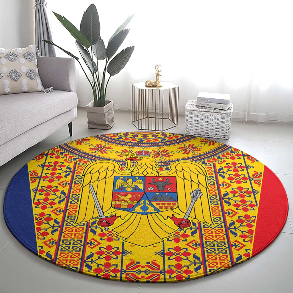 Romania Traditional Embroidery Pattern Round Carpet
