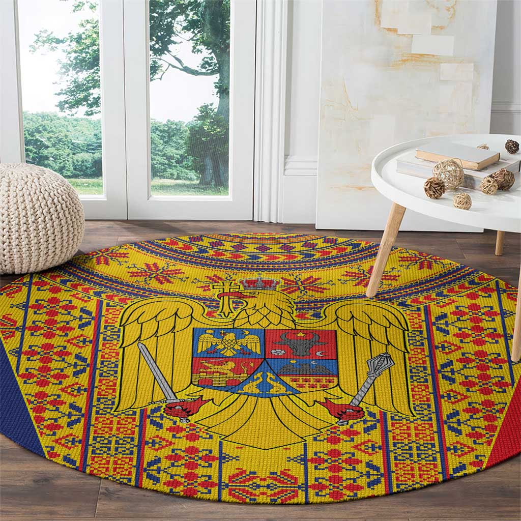 Romania Traditional Embroidery Pattern Round Carpet