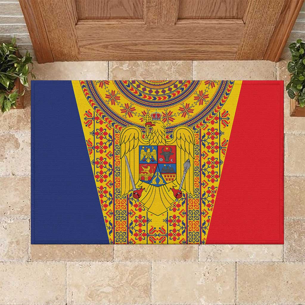 Romania Traditional Embroidery Pattern Rubber Doormat