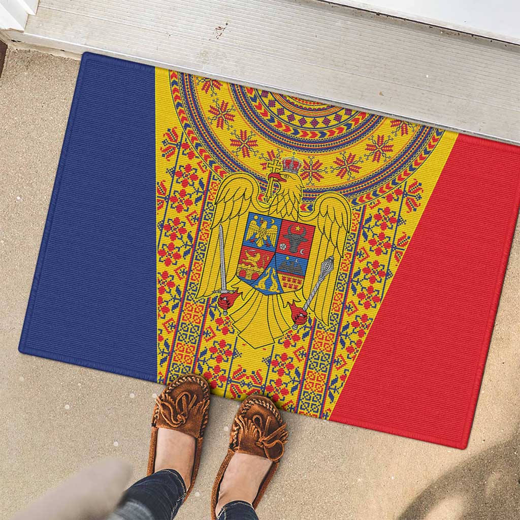 Romania Traditional Embroidery Pattern Rubber Doormat