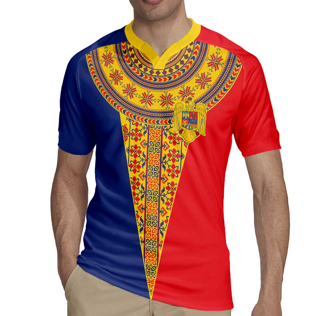 Romania Traditional Embroidery Pattern Rugby Jersey